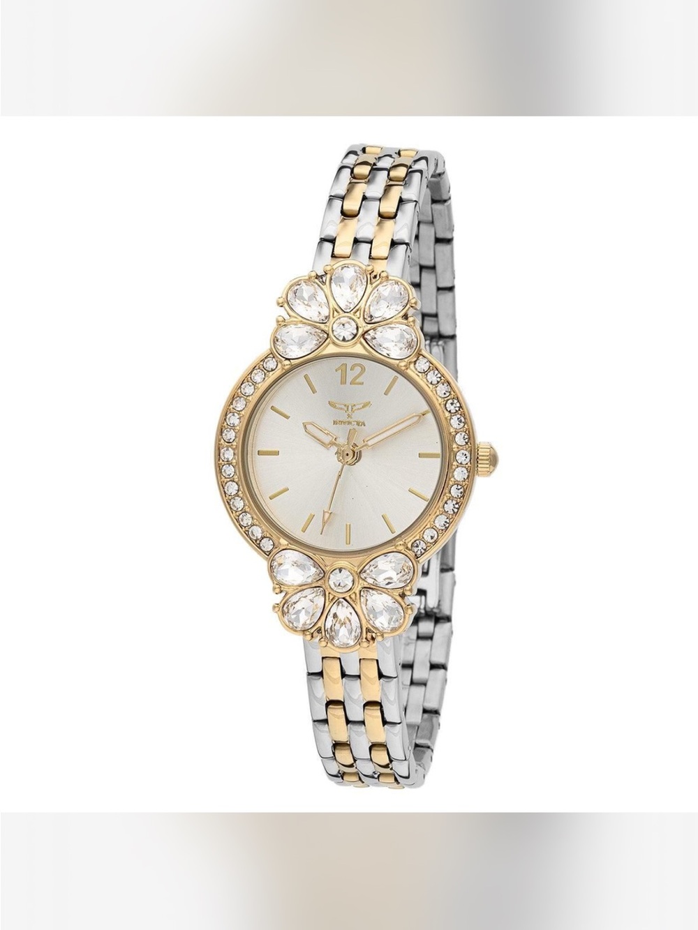 Invicta Two-Tone Gold and Silver Crystal Flower Accent Women's Watch